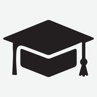 An Unique graduation cap silhouette Icon with white background vector