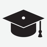 An Unique graduation cap silhouette Icon with white background vector