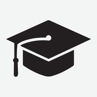 An Unique graduation cap silhouette Icon with white background vector