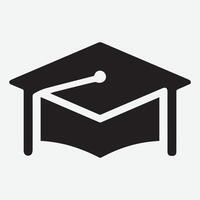 An Unique graduation cap silhouette Icon with white background vector