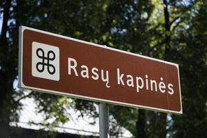 Vilnius, Lithuania - September 7th 2023 - Sign on Rasos Cemetery photo