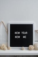 Motivational saying NEW YEAR NEW ME. Goals setting concept. Strategy for self development improvement. Inspirational Planning better healthier life. Visual motivation photo