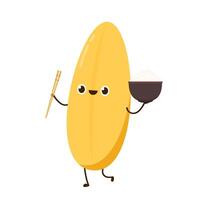 Rice character design. rice on white background. rice seed. Paddy rice character. vector