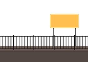 Blank freeway sign isolated on white background. free space for text. Road traffic sign. Blank board with place for text. fence . vector