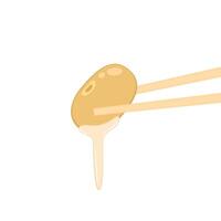 Soybean . Soy bean on chopsticks. Natto . vector