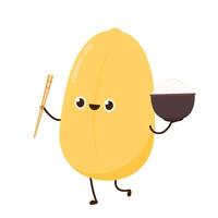 Rice character design. rice on white background. rice seed. Paddy rice character. vector