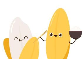 Rice character design. rice on white background. rice seed. Paddy rice character. vector