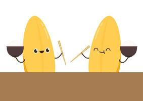 Rice character design. rice on white background. rice seed. Paddy rice character. vector