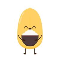 Rice character design. rice on white background. Paddy . vector