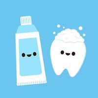 Tooth and Toothpaste character design. Tooth and Toothpaste cartoon . vector