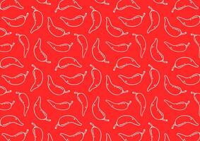 Chili doodle pattern wallpaper. Chili pattern on red background. vector