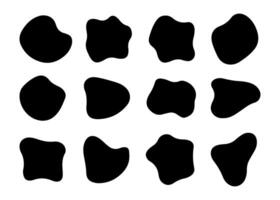 Black Organic Blob Shapes Simple Amoeba, Asymmetric Spots vector