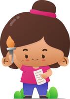 Cute character holding a torch like the statue of liberty vector