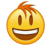 Smiling face with open mouth Large size of yellow emoji smile with hair vector