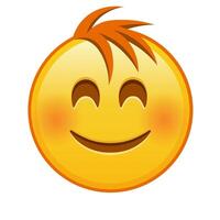 Smiling face with laughing eyes Large size of yellow emoji smile with hair vector