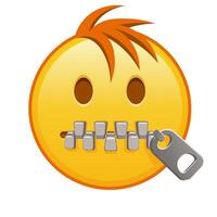 Zipper-Mouth face Large size of yellow emoji smile with hair vector