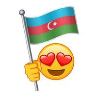 Emoji with Azerbaijan flag Large size of yellow emoji smile vector
