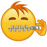 Zipper-Mouth face Large size of yellow emoji smile with hair vector