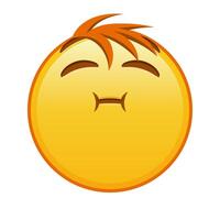 The face is chewing or holding its breath Large size of yellow emoji smile with hair vector