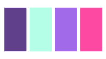 Purple, green, pink color palette. Set of bright color palette combination in rgb hex. Color palette for ui ux design. Abstract illustration for your graphic design, banner, landing page vector