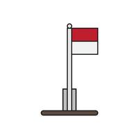 The Indonesian flag icon is flying on an iron pole with a white background vector
