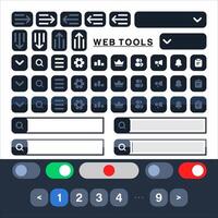 Web design elements. set of buttons and icons for web design vector