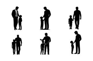 Father with Son Silhouette set on a white background. vector
