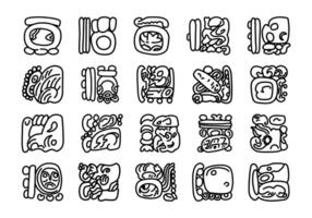 Mayan Hieroglyphs Relief Element Set vector