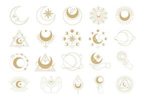 Minimalist Cosmic Moon Element Set vector
