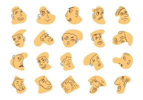 Hand Drawn People Face Element Set vector