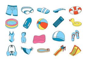 Swimming Pool Equipment Element Set vector