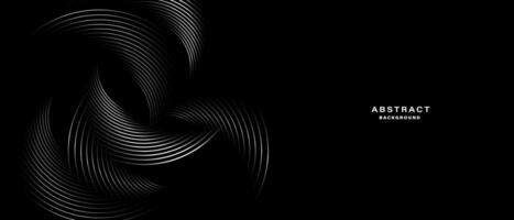 Black abstract background with spiral circle line. vector