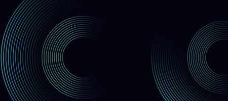 Blue abstract background with circular lines, technology futuristic template. vector