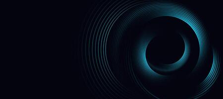 Blue abstract background with circular lines, technology futuristic template. vector