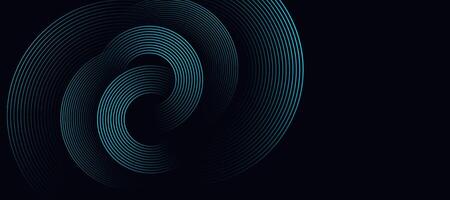 Blue abstract background with circular lines, technology futuristic template. vector