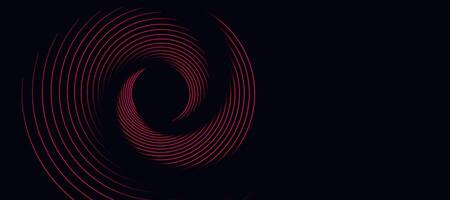 Red abstract background with circular lines, technology futuristic template. vector