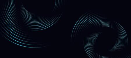 Blue abstract background with circular lines, technology futuristic template. vector