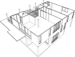 3D illustration of building project vector