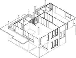 3D illustration of building project vector