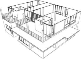 3D illustration of building project vector