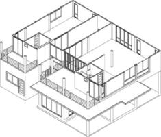3D illustration of building project vector
