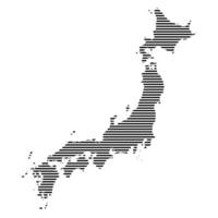 Japan map with a lined pattern vector