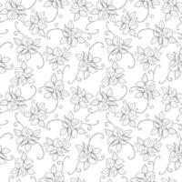 Seamless Monochrome Pattern With Drawn Leaves vector