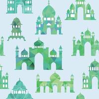 Seamless pattern with Indian palaces, parts of architecture, traditional famous landmark, triangles design elements vector