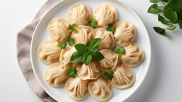 bola de masa hervida vapor asiático carne Mariscos o carne para almuerzo foto