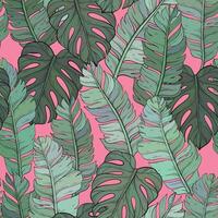 Jungle pattern with tropical leaves.Trendy summer print. Exotic seamless background. vector