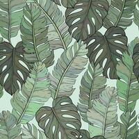 Jungle pattern with tropical leaves.Trendy summer print. Exotic seamless background. vector