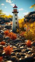 Monitoring lighthouse on the coast beach photo