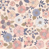 Seamless pattern with small hand draw flowers. Floral background. vector