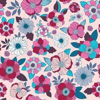Seamless pattern with colorful small hand draw flowers. Floral background. Vintage print. vector